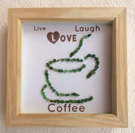 Sea Glass Coffee Art, Sea Gals, Seaglass Ideas, Framed Artwork Wall, Picture Craft, Pebble People, Sea Glass Diy, Sea Glass Art Diy, Small Frames