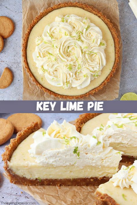 Biscuit Base Recipe, Homemade Key Lime Pie Recipe, Homemade Key Lime Pie, American Dessert, Key Lime Pie Easy, Key Lime Pie Recipe, Lime Pie Recipe, Keylime Pie Recipe, American Desserts