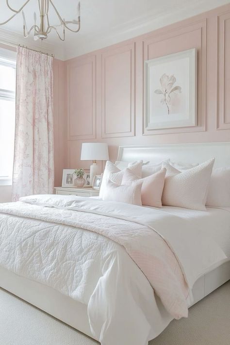 White And Pale Pink Bedroom, Pink Modern Bedroom, Blush Pink Bedroom Ideas, Light Pink Rooms, Light Pink Bedrooms, Blush Pink Bedroom, Dream Bedroom Inspiration, Pink Bedrooms, Makeover Bedroom