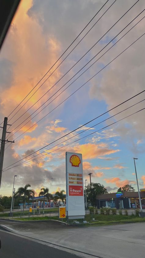 Gas Station Pictures, Gas Station Pics, Yellow Clouds, Morning Clouds, Shell Gas Station, Dance Aesthetic, Iphone Storage, Random Photography, Yellow Cloud