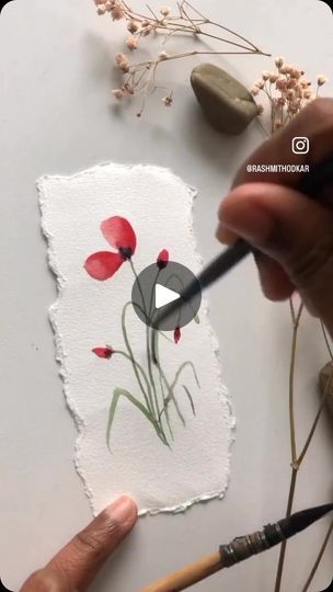 Hania Rani, Poppy Tutorial, Poppy Flower Painting, Watercolor Flowers Tutorial, Art Tutorials Watercolor, Watercolor Poppies, Poppy Art, Paint Watercolor, Poppy Painting