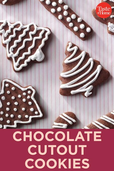 Chocolate Cookies For Decorating, Chocolate Cut Out Cookies Recipe, Chocolate Cookies Decorated, Hot Cocoa Cut Out Cookies, Brownie Cutout Cookies, Hot Chocolate Cut Out Cookies, Chocolate Cut Out Sugar Cookies, Chocolate Decorated Cookies, Chocolate Roll Out Cookies