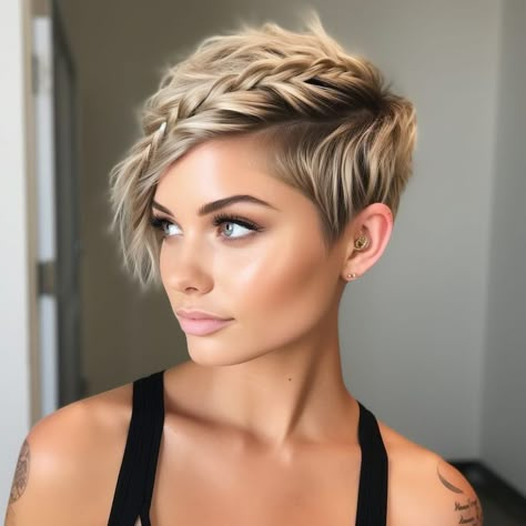 Pixie With Headband, Headband Braid, Feathered Layers, Classic Pixie, Layered Pixie, Chic Hair, Edgy Short Hair, Short Layered Haircuts, Hair Haircuts