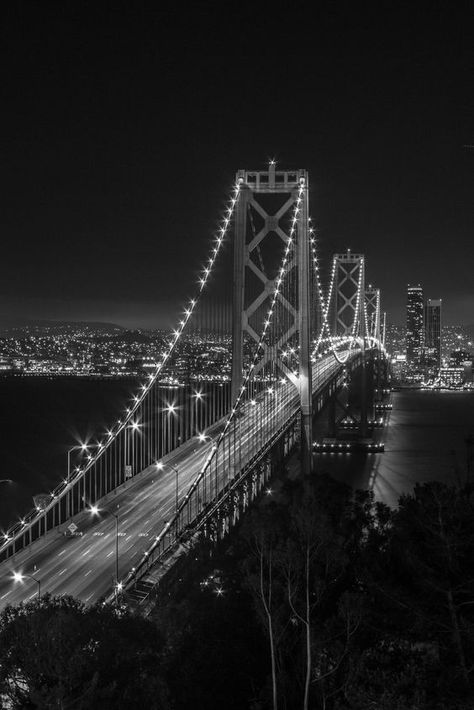 Black And White Aesthetic, Treasure Island, Bay Bridge, White Aesthetic, Black Aesthetic, Aesthetic Wallpaper, At Night, San Francisco, Bridge