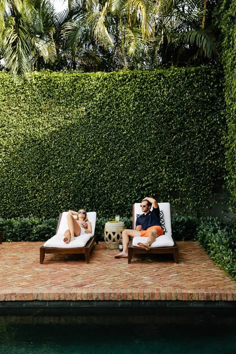 Diy Frühling, Ivy Wall, Reclaimed Brick, Pool Fence, Pool Patio, Green Wall, Pool Designs, Backyards, Backyard Pool