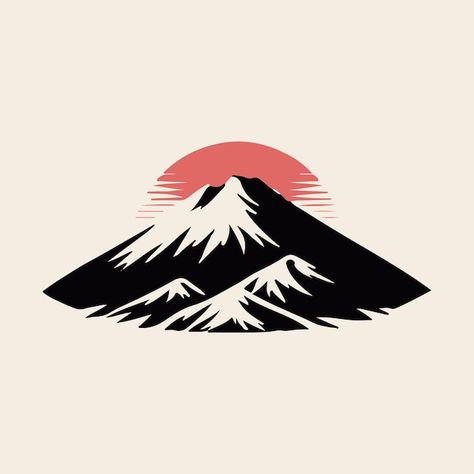 Mount fuji of japan vector illustration | Premium Vector #Freepik #vector #mountains-logo #fuji-mountain #fujisan #fujiyama Mount Fuji Tattoo, Mountains Logo, Mount Fuji Japan, Nissan S13, Fuji Mountain, Monte Fuji, Mountain Tattoo, Okayama, Mount Fuji