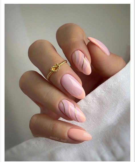 Gel Nails Ideas For Vacation, Nail Ideas Peach Color, Peach Gel Nails Design, Pastel Nails Designs Summer, Gelnagels Ideas, Peach And Pink Nails, Pink And Peach Nails, Ladylike Nails, Pastel Peach Nails