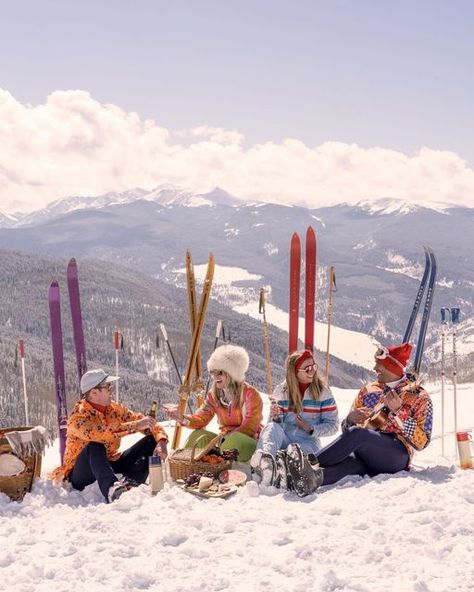 Gray Malin on Instagram: "Introducing Gray Malin in Vail ❄️⛷️Researching the @vailmtn archives for inspiration, I sourced props and wardrobe from the 1960’s, 1970’s and 1980’s to turn back time: this series is full of après ski cheer, snowy adventures, and awe-inspiring views that evoke timeless nostalgia for the alpine lifestyle. Explore the new series at the link in profile #apresski #vail #vailmountain #skiiing #snow #graymalin #vintage #fineartphotography" Mitten Art, Mountain Picnic, Ski Inspiration, Ski Pics, Ski Aesthetic, Apres Ski Party, Vintage Ski Posters, Ski Bunnies, Ski Bums