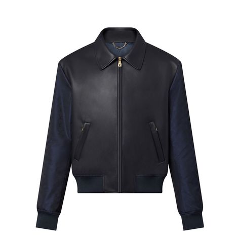 Leather Mix Blouson - Ready to Wear | LOUIS VUITTON Louis Vuitton Leather Jacket, Louis Vuitton Supreme Jacket, Louis Vuitton Zip Up Jacket, Men’s Louis Vuitton, Luxury Masculine Leather Outerwear, Louis Vuitton Jacket, Mens Outdoor Jackets, Leather Denim, Dolce And Gabbana Man