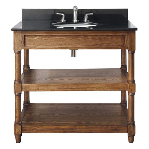 Have to have it. Avanity Montage 36-in. Weathered Oak Single Bathroom Vanity $585.00 Bathroom Vanity Black, Vintage Bathroom Vanity, Bathroom Vanity Style, Bathroom Console, 36 Inch Vanity, Bathroom Vanity Sizes, Vanity Black, 36" Vanity, Shower Door Hardware