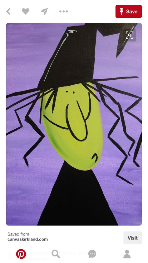 Halloween Directed Drawing For Kids, Porche Halloween, Strašidelný Halloween, Halloween Canvas Paintings, Witch Painting, Baba Jaga, Halloween Rocks, Paint Night, Holiday Painting