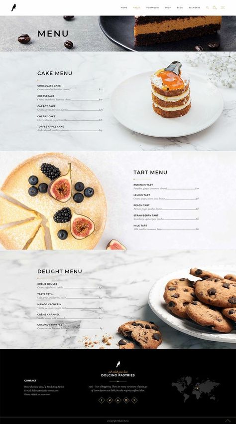 Dessert Menu Design Ideas, Bakery Menu Design, Website Branding Design, Food Website Design, Dessert Restaurant, Bakery Website, Restaurant Website Design, Menu Design Inspiration, Food Web Design