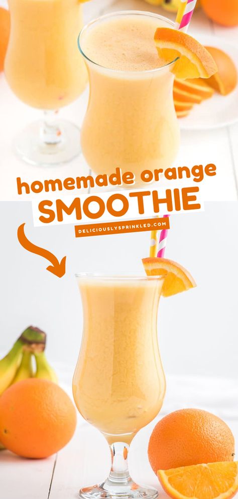 ORANGE SMOOTHIE RECIPE, summer drinks, best smoothie recipes Orange Juice Smoothie Healthy, Smoothie Recipes With Oranges, Smoothie With Oranges, Orange Smoothie Recipes Easy, Fresh Fruit Smoothie Recipes Blenders, Smoothie Recipes With Orange Juice, Healthy Soomthies, Acnh Recipes, Orange Recipes Healthy