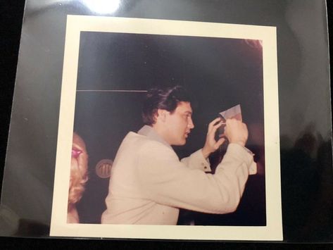 Elvis Polaroid, Elvis On The Phone, Elvis Record Aesthetic, Elvis Laying Down, Elvis Unseen Photos, Elvis Presley, Over The Years, Polaroid Film