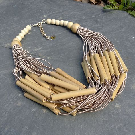 Bamboo Necklace by FePro on Etsy, $32.00 Bamboo Necklace, Bamboo Jewelry, Lovely Jewellery, Jewelry Patterns, Jewelry Organization, Unique Jewelry, Handmade Gifts