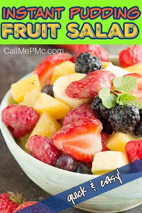 Instant Pudding Fruit Salad recipe Vanilla Pudding Fruit Salad, Pudding Fruit Salad, Pudding Sauce, Frozen Fruit Salads, Breakfast Fruit Salad, Easy Fruit Salad, Fruit Salad With Pudding, Easy Fruit Salad Recipes, Creamy Fruit Salads