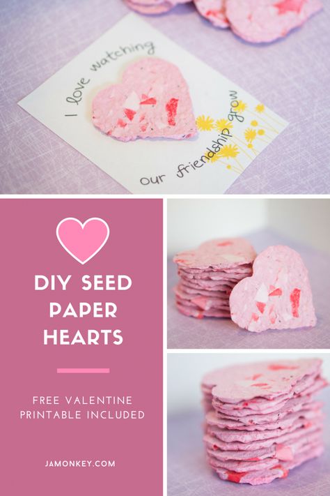 Seed Paper Diy, Printable Hearts, Valentines Day Cards Diy, Candy Valentines, Candy Kids, Saint Valentin Diy, Flower Seed Paper, Valentines Bricolage, Valentines Candy