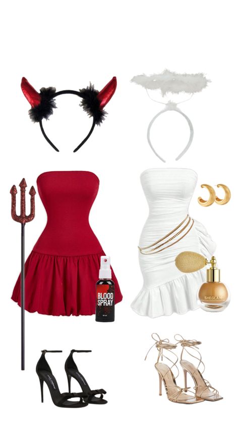 𝓐𝓷𝓰𝓮𝓵🌙 𝓓𝓮𝓶𝓸𝓷👹 Angel And Demon Costume, Demon Costume, Matching Costume, Angel Demon, Matching Costumes, Angels And Demons, Angel, Halloween, Clothes