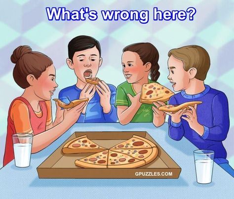 Whats Wrong With Pizza Picture Riddle : Popular Puzzles And Riddles What's Wrong With The Picture, Picture Riddles With Answers, Good Pizza Great Pizza Game, Brain Teasers And Answers, Picture Puzzles With Answers, Picture Puzzles Brain Teasers, Brain Teasers Pictures, Math Riddles Brain Teasers, Riddler Riddles