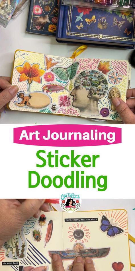 Sticker Journaling Ideas, Art Journal Inspiration Ideas Creative, Sticker Doodles, Idea For Art, Calming Art, Sticker Collage, Post Sticker, Calm Art, Sticker Journal