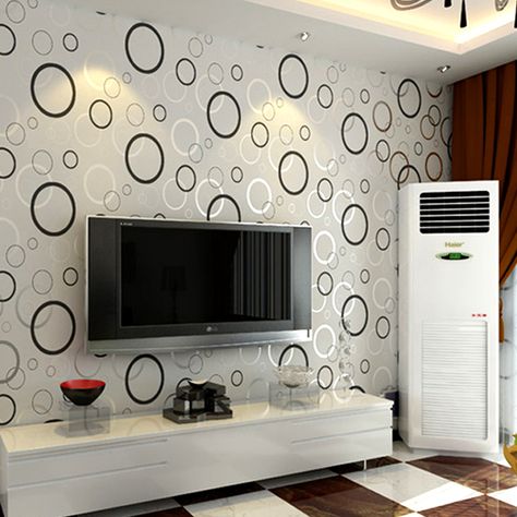 Contracted Fashion Modern 3D Printing Wallpaper Roll Circle Living Room  Light Grey Printing Vinyl Paper wallpapers design-in Wallpapers from Home  Improvement on Aliexpress.com | Alibaba Group Wallpaper In Sitting Room, Sitting Room Wallpaper Ideas, Wallpaper House Design Living Room, Wall Wallpaper Design Living Rooms, 3d Wall Design Living Room, Wall Painting Ideas Living Room Modern, Living Room Tv Wall Paint Ideas, Tv Wallpaper Design, Living Room Paint Designs