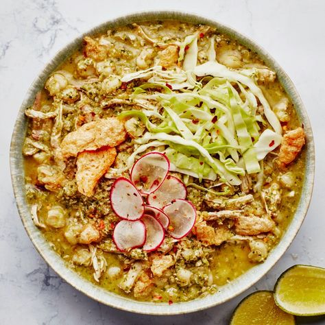 Turkey Pozole Verde Recipe | Bon Appétit Recipes For Leftover Turkey, Posole Verde Recipe, Pozole Verde Recipe, Pozole Verde, Turkey Leftovers, Recipe Mexican, Verde Recipe, Thanksgiving Turkey Leftovers, Raw Pumpkin Seeds