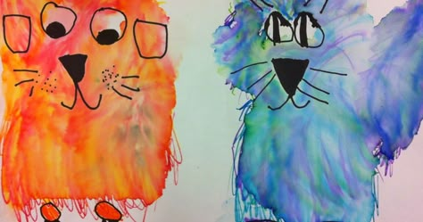 Art Lessons For Elementary, Cats Draw, Cat Face Drawing, Color Art Lessons, Colorful Art Projects, Cats Face, Draw Face, Kindergarten Art Lessons, Color Lessons