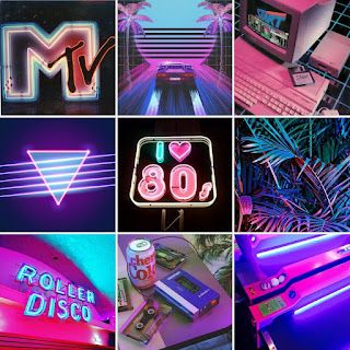 80s Mood Boards Aesthetic, 80s Moodboard, Retro Mood Board, 80s Mood Board, 90s Mood Board, Neon Moodboard Aesthetic, 80s Neon Color Palette, Rave Theme, 80s Disco Graphic Design