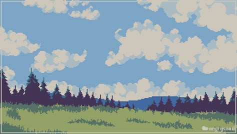 Landscape With Clouds, Drawing Landscapes, Tumblr Coloring Pages, Pixel Art Landscape, Pixel Art Background, Pixel Art Tutorial, Cool Pixel Art, Cute Laptop Wallpaper, Pixel Art Games