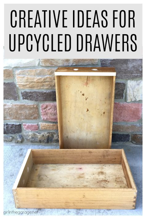 Drawers Repurposed Diy, Upcycle Drawers, Upcycled Drawers, Decoupage Drawers, Drawer Ideas, Drawers Repurposed, Old Dresser Drawers, Sewing Machine Drawers, Repurposed Dresser