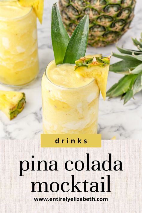 Drinks To Make With Pineapple Juice, Pineapple Coconut Drink Non Alcoholic, Pineapple Coconut Mocktail, Pineapple Juice Mock Tail, Mocktails Pineapple, Mocktail Pineapple, Pineapple Ideas, Tropical Brunch, Coconut Mocktail