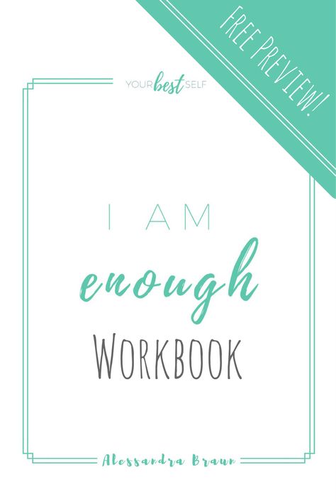 5 reasons why to believe the affirmation I am Enough. Grab your I am Enough workbook to begin your journey towards self love and compassion. Executive Planner, School Based Therapy, Self Esteem Worksheets, Self Esteem Activities, Goal Charts, Love And Compassion, Counseling Psychology, Free Workbook, Writing Therapy