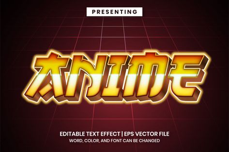 Anime - retro futuristic editable text effect | Premium Vector #text #effect #illustrator #template #style #game #title #logo #typography Anime Title Logo Design, Anime Title Logo, Halloween Logo, Anime Retro, Illustrator Template, Logo Typography, Word Fonts, Game Title, Anime Titles