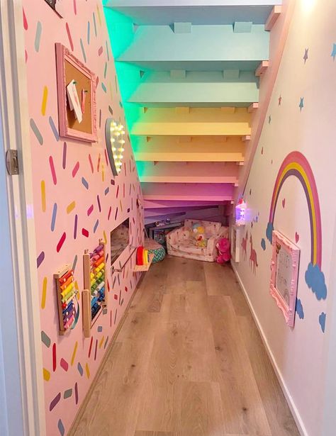 Mum creates enchanting playroom under the stairs | Mum's Grapevine Under Stairs Playhouse, Under Stairs Playroom, Under Stairs Nook, Kids Nook, Room Under Stairs, Stair Nook, تحت الدرج, Open Trap, Small Kids Room