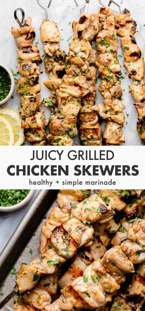 Grilled Chicken Skewers Paleo Chicken Skewers, Gluten Free Chicken Skewers, Keto Chicken Skewers, Traeger Chicken Skewers, Chicken Screwers Recipe, Healthy Chicken Skewers, Grilled Chicken Appetizers, Chicken Breast Skewers Grilled, Costco Chicken Skewers Recipes