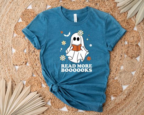 Read More Books Shirt, Halloween Teacher Shirt, Retro Ghost Shirt, Funny Book Lover Shirt, Halloween Reading T-shirt Halloween Cricut Shirts, Halloween Reading, Books Shirt, Retro Ghost, Read More Books, Book Tshirts, Halloween Books, Rainbow Shirt, Halloween Coffee