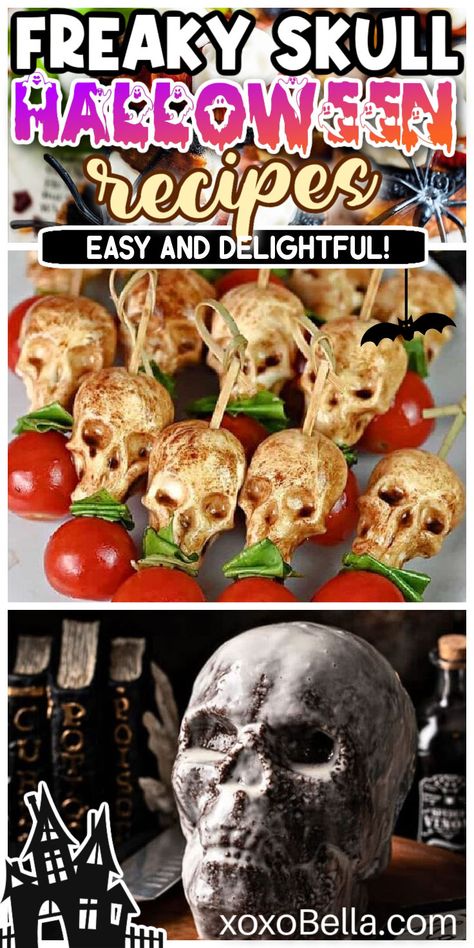 Fang-tastic skull recipe ideas for Halloween Skull Molds Recipes, Creepy Halloween Dinner, Halloween Skull Recipes, Skull Party Ideas, Halloween Skull Cupcakes, Silicone Skull Mold Recipes, Skeleton Themed Food, Halloween Desserts Gross, Charcuterie Board For Halloween