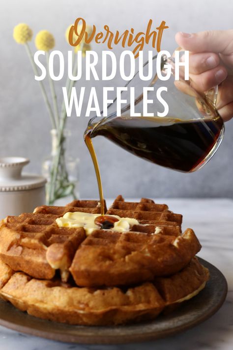 Sourdough Waffle Recipe, Sourdough Waffles, Overnight Sourdough, Waffle Maker Recipes, Sourdough Starter Discard Recipe, Discard Recipes, Homemade Sourdough Bread, Sourdough Starter Recipe, Bake Goods