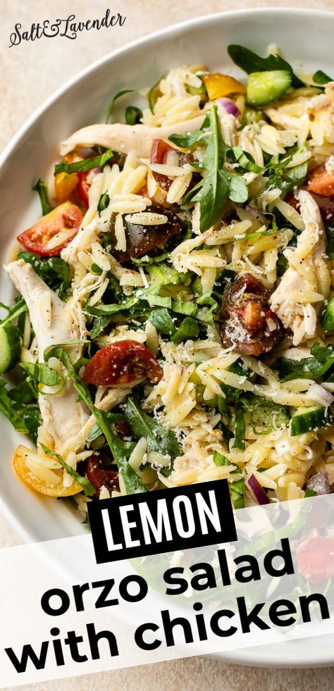 Grilled Chicken Orzo Salad, Lemon Orzo Pasta Salad Recipes, Really Good Salad Recipes, Lemon Orzo Chicken Salad, Orzo Salad Chicken, Orzo Pasta With Chicken, Macaroni Grill Orzo Pasta Salad, Salads With Celery, Lemon Chicken Orzo Pasta Salad