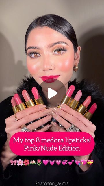 135K views · 3.6K likes | 𝑴𝒂𝒌𝒆𝒖𝒑𝒃𝒚𝒔𝒉𝒂𝒎𝒆𝒆𝒏 💄✨ on Instagram: "My top 8 Medora lipsticks (PINK/NUDE EDITION)🎀 comment down your favourite shade😍♥️
All available on @rozzana.pk (code ShameenIG) also available on @darazpk 🫶
Shades:
1. Confident (585)
2. Frivole (540)
3. Glamour (228)
4. Pink berry (279)
5. Captive (562)
6. Fiesta (201)
7. Raspberry (553)
8. Shocking pink (285)

Earrings by @merchnpurch_3 

#daraz #darazonlineshopping #darazpk #darazfinds #lips #lipstick #lipswatch #medora #medoralipsticks #lip" Medora Lipstick Shades, Medora Lipstick, Raspberry Lipstick, Pink Lipstick Shades, Pink Berry, Shocking Pink, Lip Swatches, Nude Lipstick, Pink Lipstick