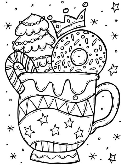 Hot Coco Coloring Page, Kawaii Winter Coloring Pages, Hot Cocoa Coloring Page, Preppy Christmas Coloring Pages, Hot Cocoa Mug Craft, Hot Chocolate Coloring Pages, Christmas Coloring Sheets Free Printable, Winter Coloring Sheets, Christmas Coloring Pages For Adults