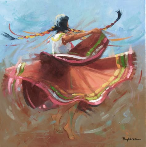 Guelaguetza-Mexico by Annie Puybareau People Dancing Drawing, Mexican American Art, Folklorico Art, Mexican Art Traditional, Spanish Folklore, Dancing Drawing, Hispanic Art, Mexican Artwork, Mexican Paintings