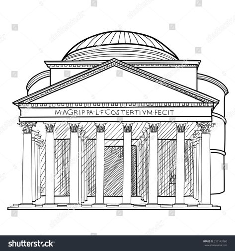 Pantheon Sketch, Roman Drawings, Italy Sketches, Italy Illustration, Rome Architecture, Sketch Images, Italy Architecture, Famous Architecture, Building Drawing