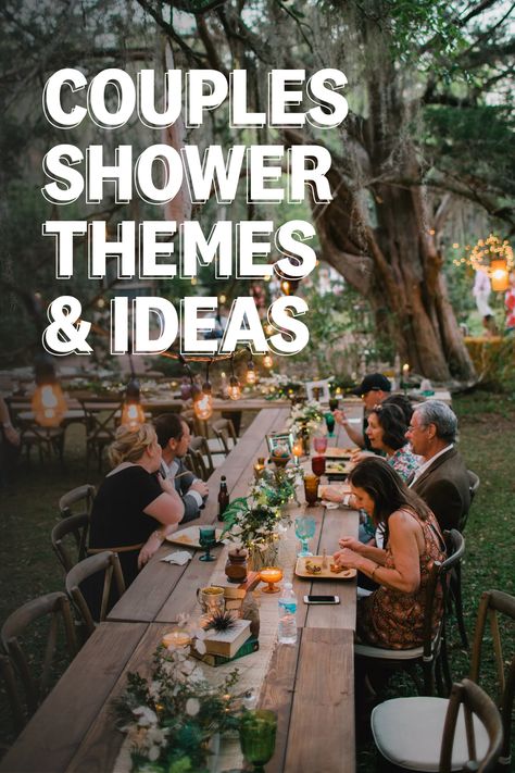 Groom And Bride Shower Ideas, Lawn And Garden Shower Ideas, Bridal Shower Themes Coed, Outdoor Couples Shower Ideas, Summer Couple Shower Themes, Unisex Bridal Shower Ideas, Wedding Shower After Wedding, Fall Couple Wedding Shower Ideas, Mixed Bridal Shower Ideas