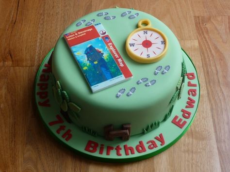 Map and compass themed birthday cake. Themed Birthday Cakes, Pretty Party, Party Cakes, Birthday Cakes, Compass, Birthday Cake, Birthday Party, Map, Cake