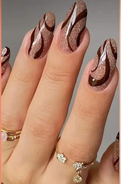 Santa Faces, Brown Nail, Brown Nails Design, September Nails, Fancy Nails Designs, Smink Inspiration, Her Nails, Holiday Glam, Art Pen