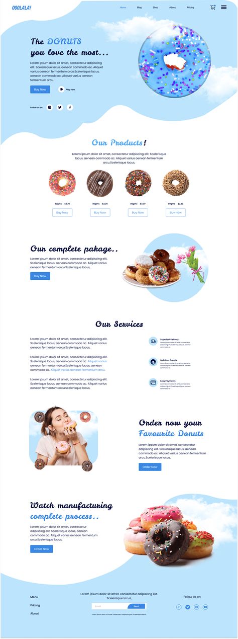 DONUT WEBSITE on Behance Donut Shop Website Design, Donut Design Graphics, Donut Website Design, Donut Poster, Donut Pictures, Medical Posters, Stationary Art, Cute Donuts, Design Layouts