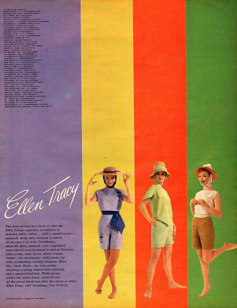 vintage everyday: 17 Bright and Colorful Fashion Adverts from 'Seventeen' Magazine in the 1960s 60s Fashion Magazine, 60s Magazine, Early 1960s Fashion, Vintage Fashion 1960s, 1960 Fashion, Graphic Design Collection, Seventeen Magazine, Ellen Tracy, 1960s Fashion