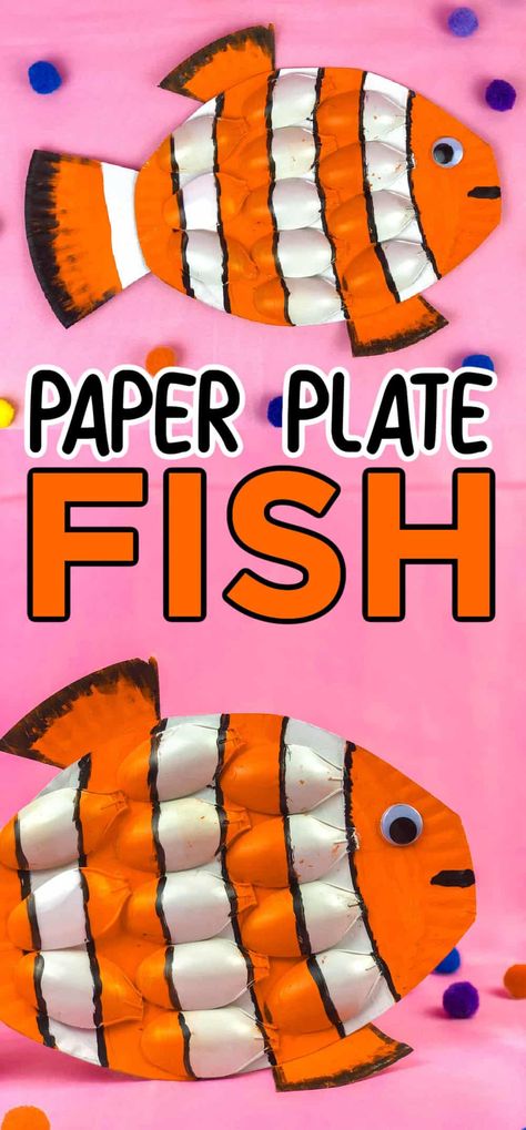 Looking for a fun and easy craft project for kids? Check out our step-by-step guide for making adorable paper plate fish - perfect for a rainy day activity! Nemo Craft, Paper Plate Fish Craft, Plate Fish Craft, Fish Crafts For Kids, Rainbow Fish Crafts, Paper Plate Fish, Rainy Day Activity, Fish Craft, Art Kits For Kids