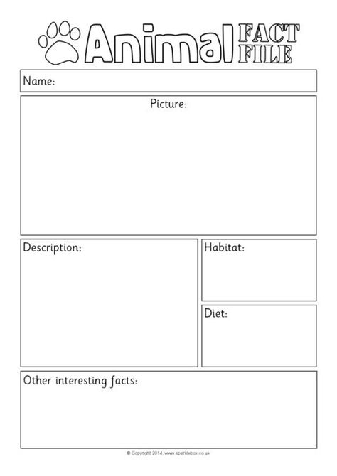 Animal Fact File Writing Frames (SB10494) - SparkleBox Endangered Animals Lessons, Animal Fact File, Animal Writing, Animal Report, Phonics Worksheets Free, Animal Lessons, Animals Information, Non Fiction Writing, 1st Grade Science